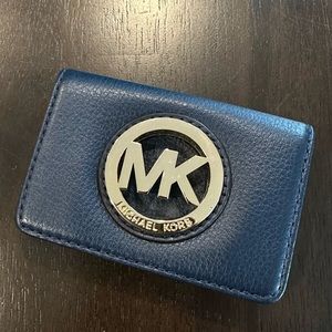 “MK” Michael Kors Small Blue Leather Wallet